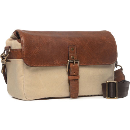 ONA The 50/50 Bowery Leather Camera Messenger Bag, Natural/Antique Cognac