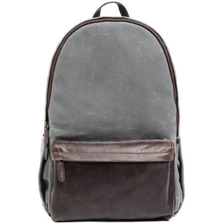 ONA The Clifton Leather/Waxed Canvas Backpack for Camera and 13" Laptop, Smoke