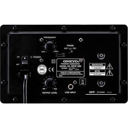 Onkyo SKW-204 10" 230W Powered Subwoofer, Frequency Response 25Hz-200kHz
