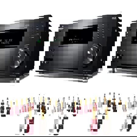 Onkyo TX-RZ50 9.2-Channel 8K/4K Network AV Receiver, 250W Per Channel at 6 Ohms + H&A Speaker Connector Banana Plugs, 12 Pairs