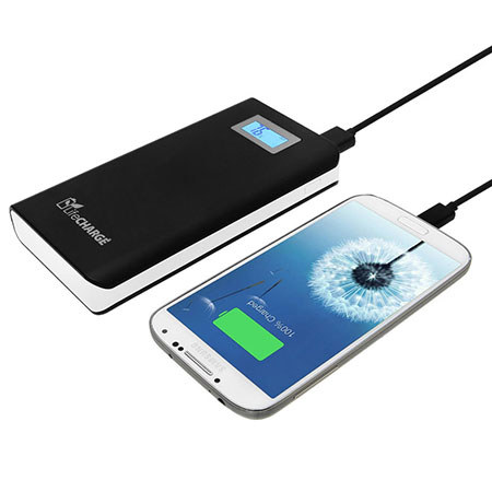 LifeCHARGE JuicyPACK Power Bank with Dual USB Port,16800mAh Capacity, Black