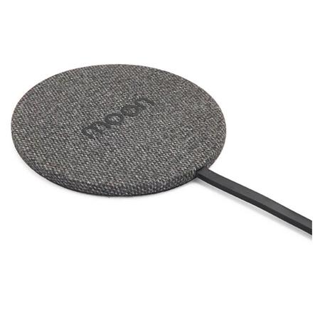 Orbit Moon Wireless Smartphone Charger with QC3.0 Wall Charger, Black Fabric