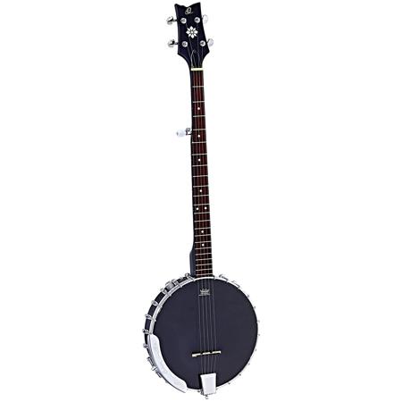 Ortega Guitars OBJE250OP-S Raven Series 5-String Open Back Banjo, Black