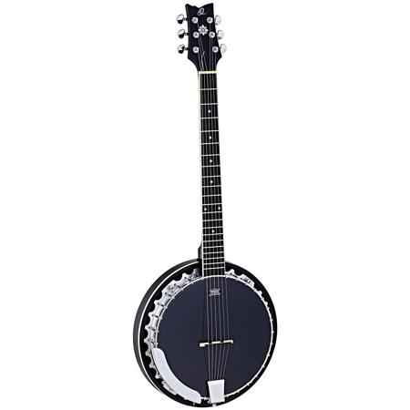 Ortega Guitars OBJ350 Raven Series Guitar Banjo, Black