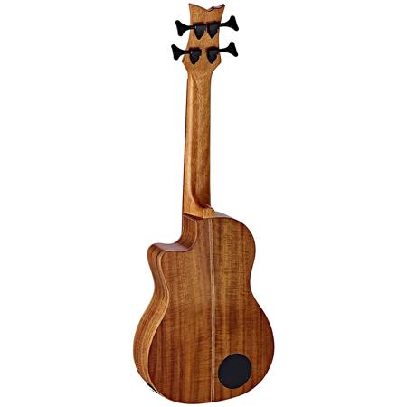 Ortega Guitars CAIMAN-FL-GB Lizard Fretless Acacia Wood Uke Bass, Natural