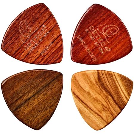 Ortega Guitars Flat Wooden Picks for Ukulele and Guitar, Natural, 4-Pack