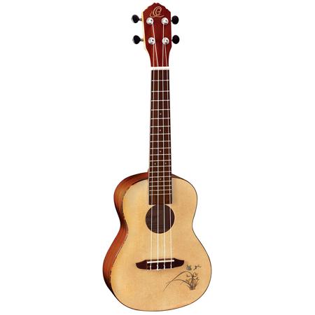 Ortega Guitars RU5 Bonfire Spruce Top Concert Sized Acoustic Ukulele, Natural