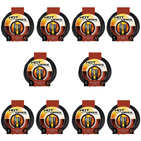 On-Stage 10 Pack MC12-20XLR 20' Microphone Cable, Male XLR to Female XLR