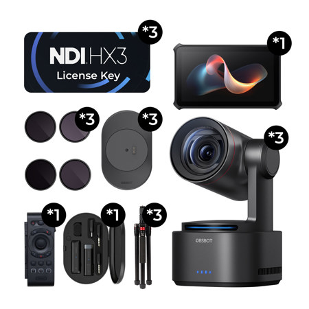 OBSBOT Tail 2 4K Ultra HD NDI/HDMI/USB AI-Powered PTZR Camera Streaming Combo