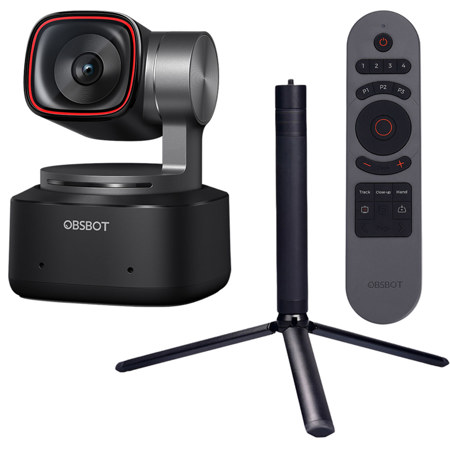 OBSBOT Tiny 2 4K Ultra HD USB-C AI-Powered PTZ Webcam with Smart Remote Controller and Tripod