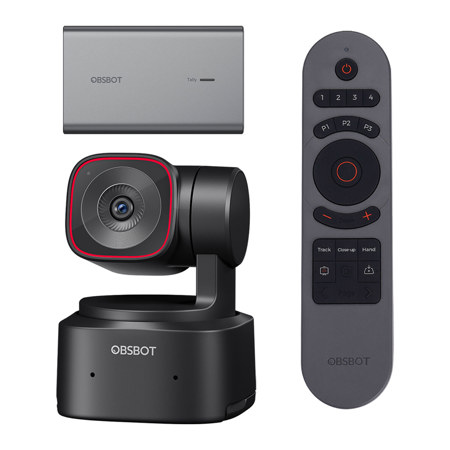 OBSBOT Tiny 2 Lite 48MP 4K USB-C PTZ Webcam with Remote Controller & NDI Adapter