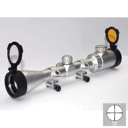 Osprey 3 - 12x50mm Standard Hunter Series Riflescope, Matte Silver Finish with Illuminated Green or Red Mil Dot Reticle, 30mm Tube.