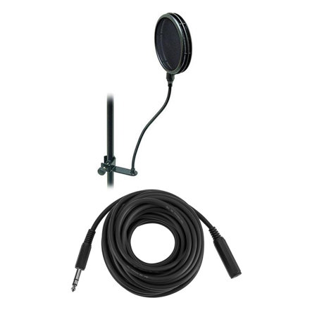 On-Stage ASFSS6GB 6" Dual-Screen Pop Blocker with TRS M to F Cable 25-feet