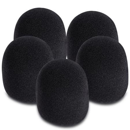 On-Stage ASWS58 Foam Windscreen for Handheld Microphones, 5 Pack, Black