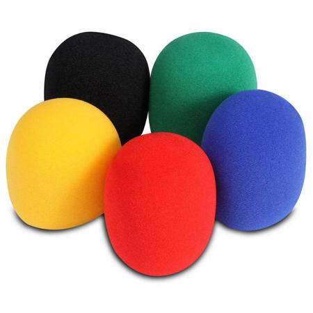 On-Stage ASWS58 Foam Windscreen for Handheld Microphones, 5 Pack (Red, Blue, Black, Yellow, Green)