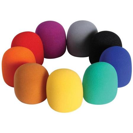 On-Stage ASWS58 Foam Windscreen for Handheld Microphones, 9 Pack (Red, Blue, Black, Yellow, Orange, Gray, Green, Brown, Purple)