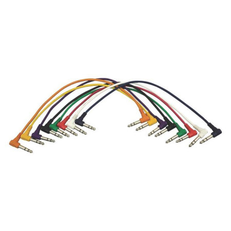 On-Stage PC18-17TRS-R Right-Angle Patch Cables, TRS-TRS, 8 Pack
