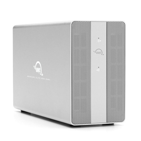 OWC Mercury Elite Pro Dual 2-Bay 4TB (2x2TB) USB 3.2 Gen 2 RAID Array with 3-Port Hub, Silver