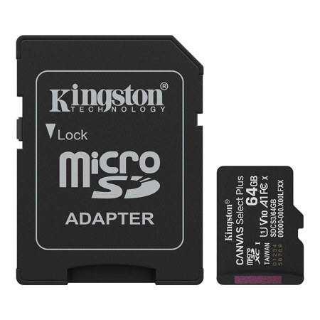 Kingston Technology Canvas Select Plus microSDXC UHS-I Class 10 Memory Card with SD Adapter