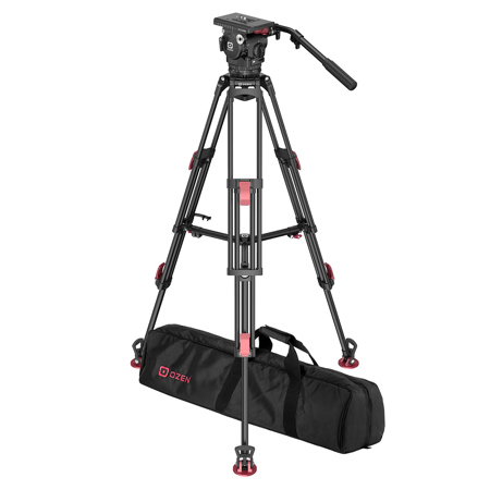 OZEN AGILE 10 100mm E-Z LOAD Fluid Head with TR-100AL2 2-Stage Aluminum Tripod and Mid-Level Spreader