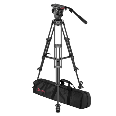 OZEN AGILE 6 75mm Mini E-Z LOAD Fluid Head with TR-75CF2 2-Stage Carbon Fiber Tripod and Mid-Level Spreader