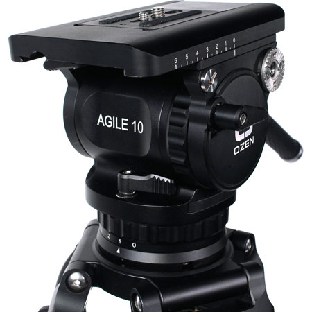 OZEN AGILE 10S Fluid Head with S-LOC Camera Mounting Plate, 2.2-26 lb Payload