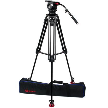OZEN 10AL2 3-Section Aluminum Tripod with AGILE 10 100mm Fluid Head, E-Z Load