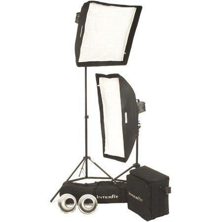 Interfit Photographic Combo-Pro HL1000 Halogen Softbox Kit, with 2 Heads, Softboxes, Reflectors, Lightstands & Carry Bags.
