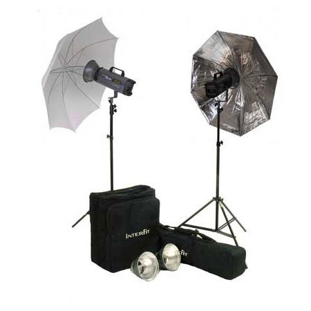 Interfit Photographic Combo-Pro 1200 watt second Umbrella Kit, with 2 Monolights, Umbrellas, Reflectors, Lightstands & Carry Bags.