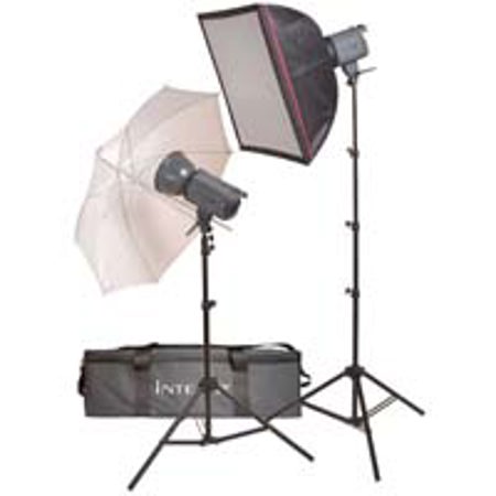 Interfit Photographic EXD200 Digital, Two Monolight Flash Head Kit with Light Stands, Umbrella, Softbox & Case & Free Additional 24" Softbox