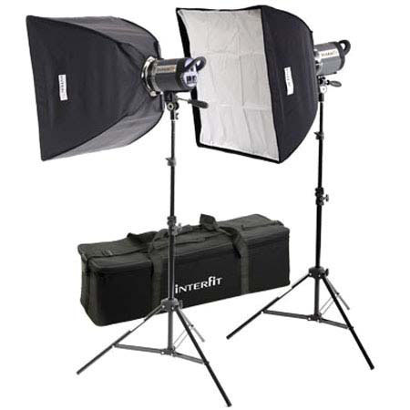 Interfit INT457 Stellar XD Twin Softbox Kit Lightstands