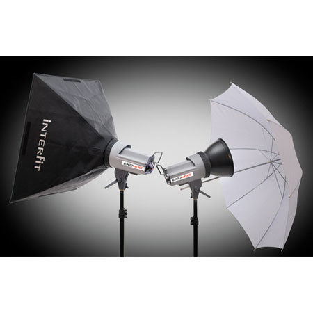 Interfit INT491 EXD400 2 Head Softbox Umbrella Kit
