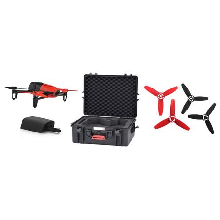 Parrot BeBop Drone Quadcopter with 14MP Flight Camera, Red w/Accessory Bundle