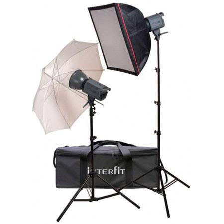 Interfit Photographic Stellar 300ws 2 Monolight Umbrella/Softbox Kit, with Reflectors, Stands & Cases, Total 600ws