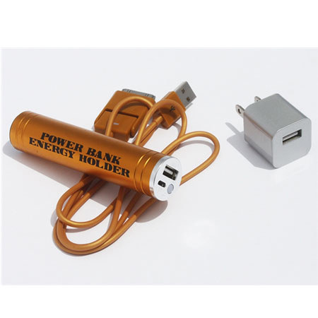 Power Bank Energy Holder with LED Flashlight Mobile Backup Battery, Gold