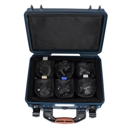 Porta Brace Hard Case with 6x PB-4LC 4" Lens Cups for DSLR Camera, Blue
