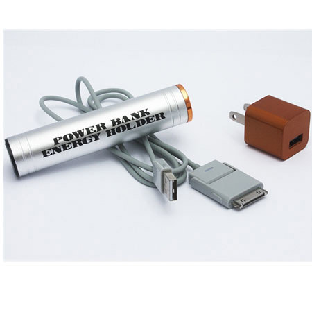 Power Bank Energy Holder with LED Flashlight Mobile Backup Battery, Silver