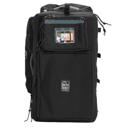 Porta Brace Rigid Frame Case with Off-Road Wheels for Audio Equipment, Black