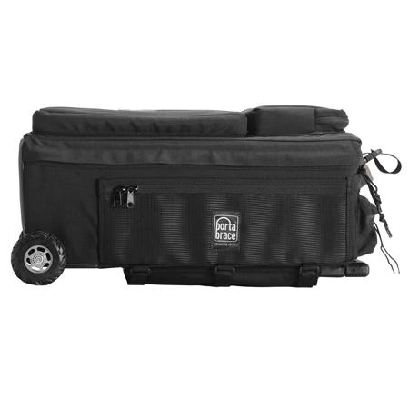 Porta Brace Rigid Frame Case with Off-Road Wheels for Audio Equipment, Black