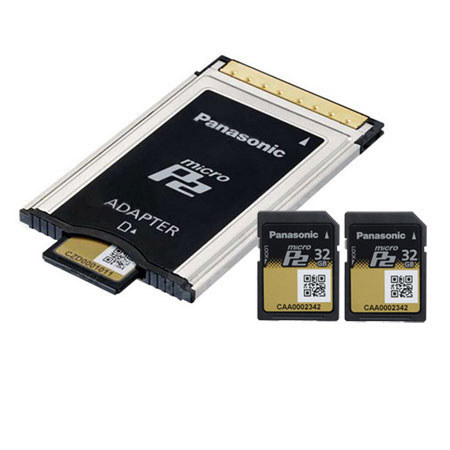 Panasonic AJ-P2AD1G microP2 Card Adapter, Bundle with 2x AJ-P2M032AG 32GB Cards