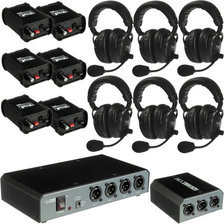 Portacom COM-60FC/C Six Dual Headset 2-Channel Wired Intercom Package with B3-2000 Branch Box & Cables