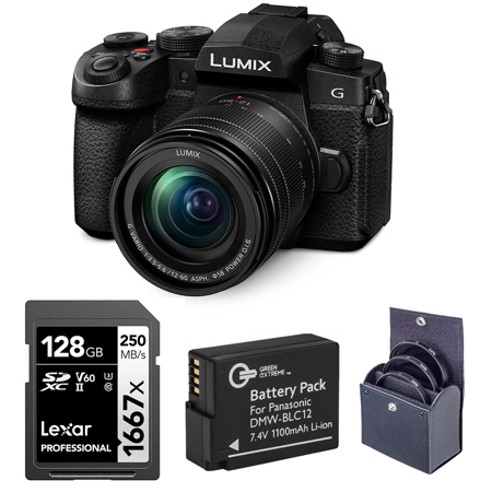 Panasonic LUMIX G97 Mirrorless Camera with LUMIX G Vario 12-60mm f/3.5-5.6 Aspherical Lens, Black, Bundle with DMW-BLC12 Extra Battery, 128GB Memory Card and 58mm Essentials Filter Kit