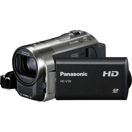 Panasonic HC-V10 HD Camcorder, Black - Bundle