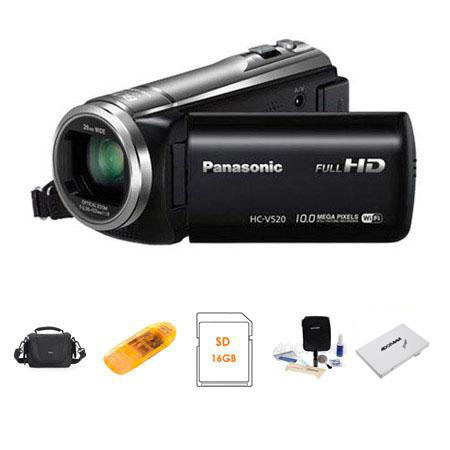 Panasonic HC-V520 Live Streaming HD Camcorder, Bundle w/Case & MORE