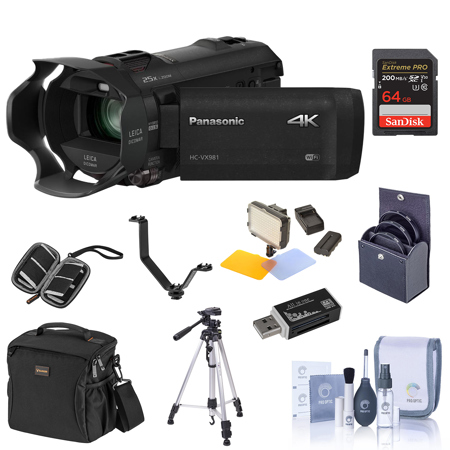 Panasonic HC-VX981K 4K UHD Camcorder with 4K Photo Wi-Fi w/Premium Acc Bundle