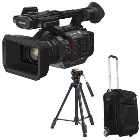 Panasonic HC-X2 4K UHD 1" Sensor Professional Camcorder, Bundle with 3-Section Aluminum Video Tripod and Roller Bag