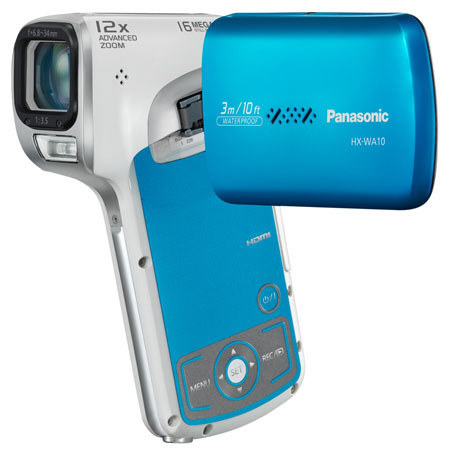 Panasonic HX-WA10 16MP HD Waterproof Dual Camcorder -Blue -8gb BUNDLE-