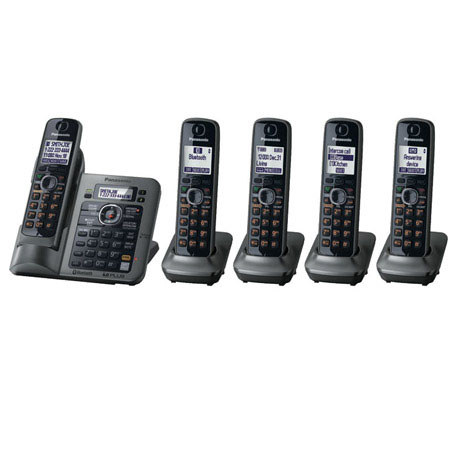 Panasonic KX-TG7645M Link-to-cell Bluetooth Answering System, 5 Handsets, Gray
