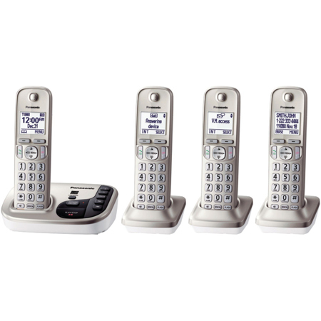 Panasonic KX-TGD224 Expandable Cordless Phone, 4 Handsets, Champagne Gold