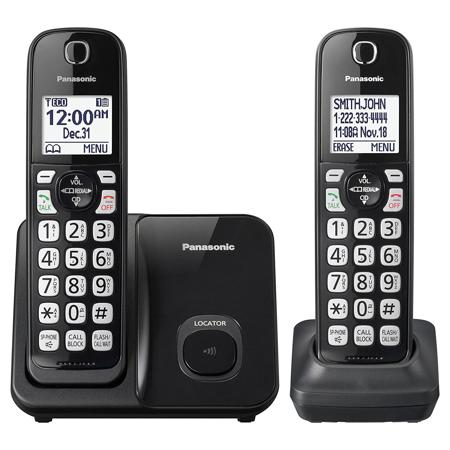 Panasonic KX-TGD512 Expandable Cordless Phone with 2 Handset, Call Block, Black
